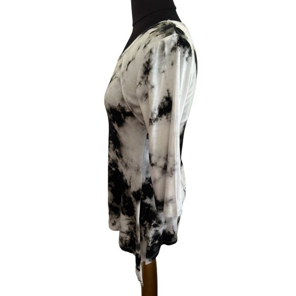Thomas & Olivia Black & White Tie-Dye 3/4 Sleeve Top, Size PS - Picture 2 of 7